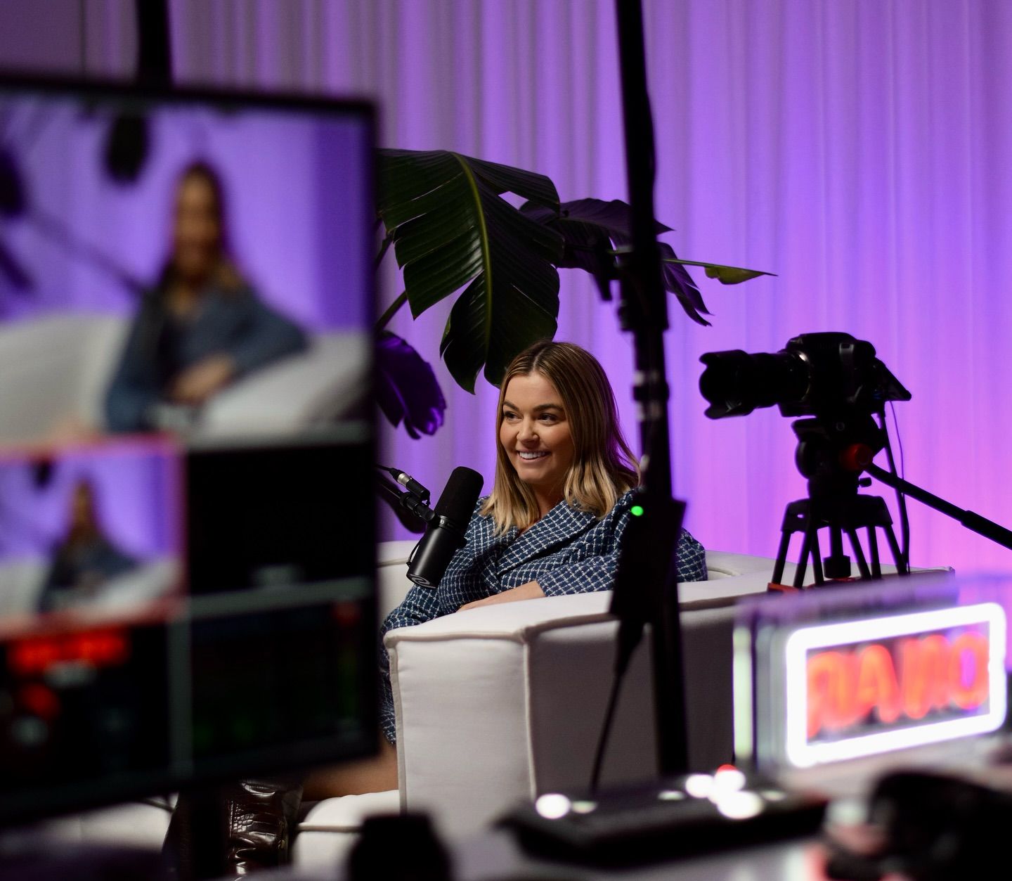 Behind the scenes of Teri recording in a studio